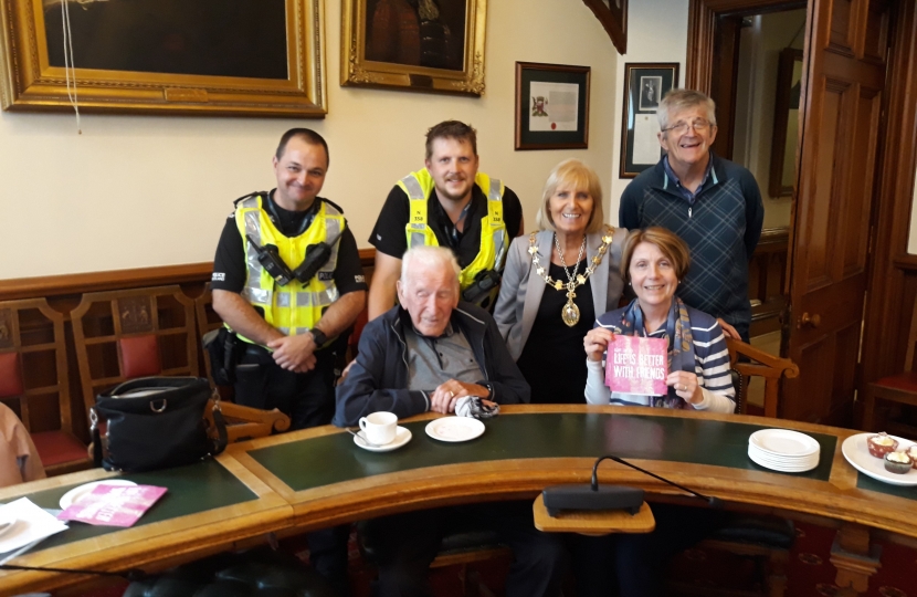 Councillor Isabelle MacKenzie with Elderly guests in the Town House