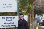 Councillor Stuart outside Portree Hospital