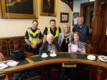 Councillor Isabelle MacKenzie with Elderly guests in the Town House